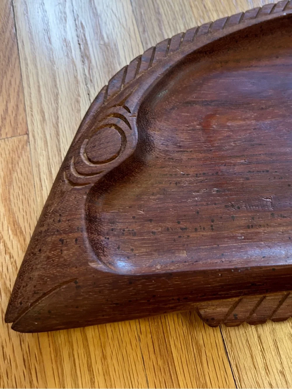 Vintage Wood Hand Carved Fish Bowl Platter